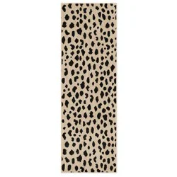 2'4"x7' Daffodil Leopard Print Woven Rug Black/White - Threshold™: Bohemian Runner, Indoor, Low Pile, Polyester