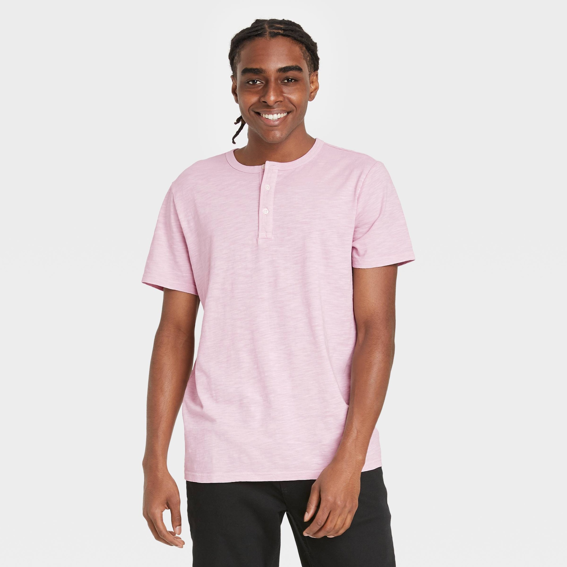 Mens pink hot sale henley