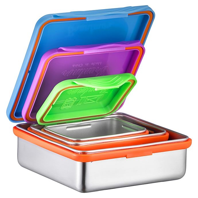 slide 3 of 4, Bruntmor Stainless Steel Food Container Set with Snapping Lids, 3 ct