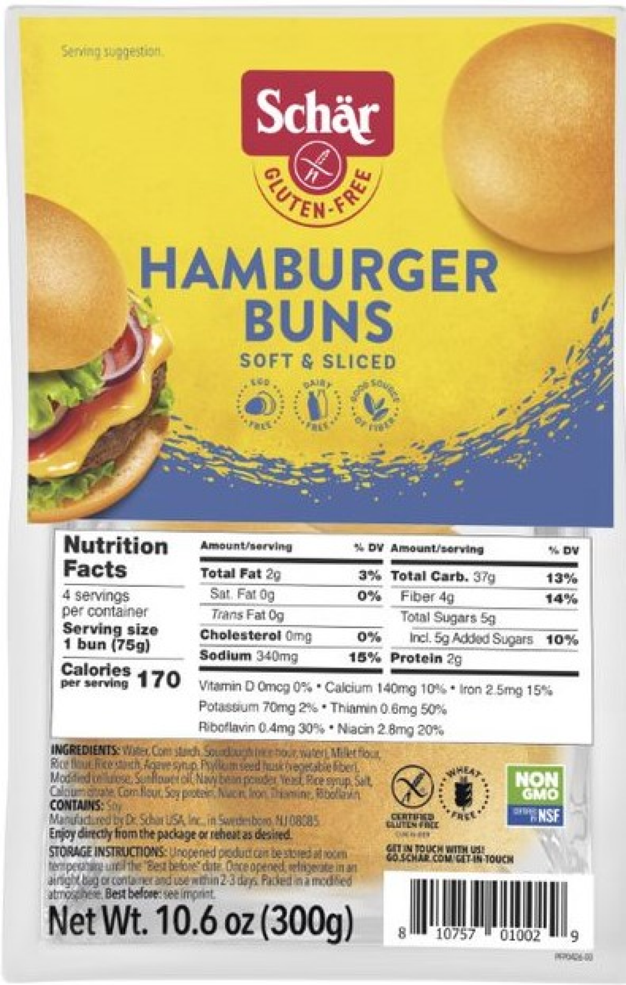 slide 1 of 1, Schär Gluten-Free Hamburger Buns 10.6 oz, 10.6 oz