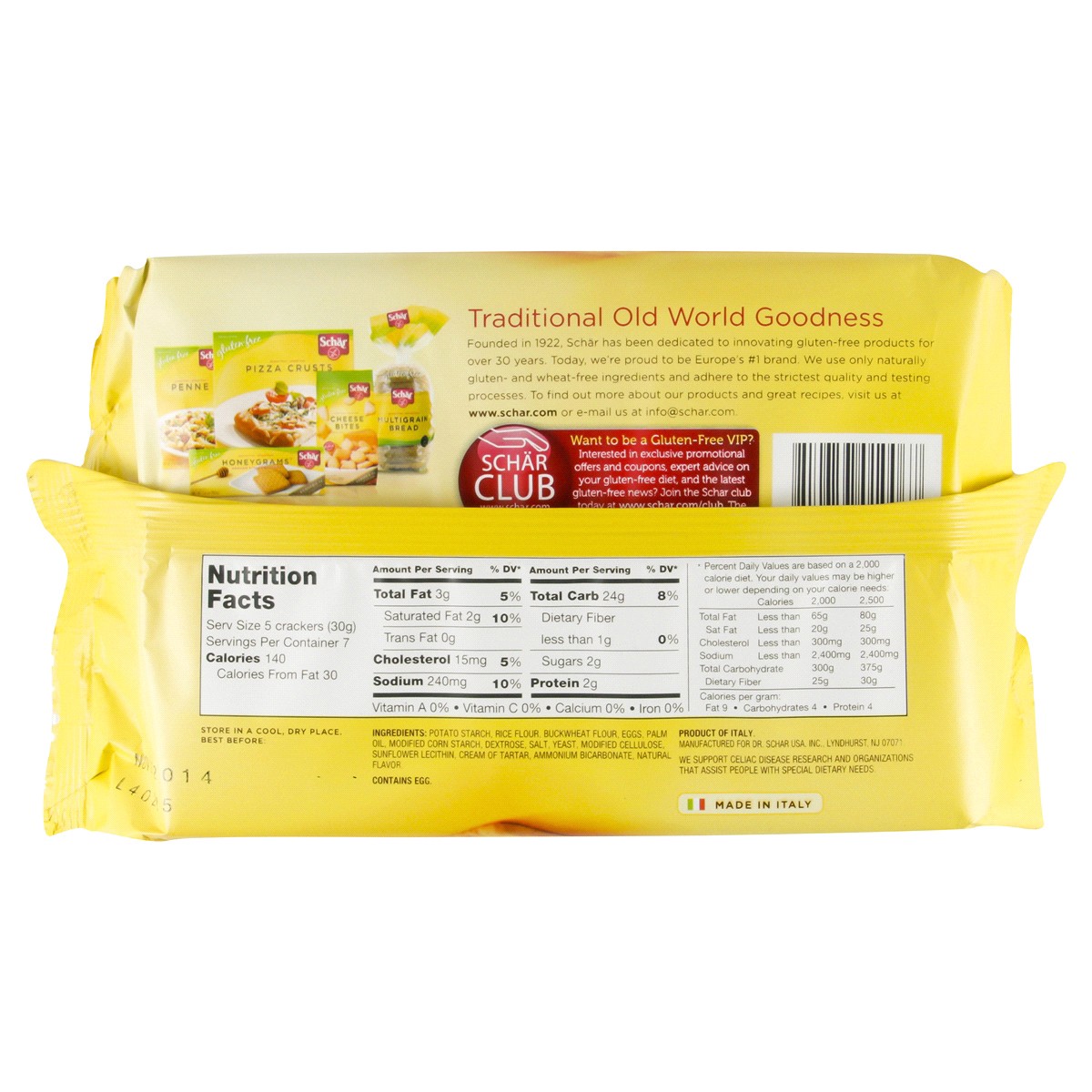 slide 2 of 3, Schär Gluten-Free Table Crackers 6 - 1.2 oz Packages, 6 ct