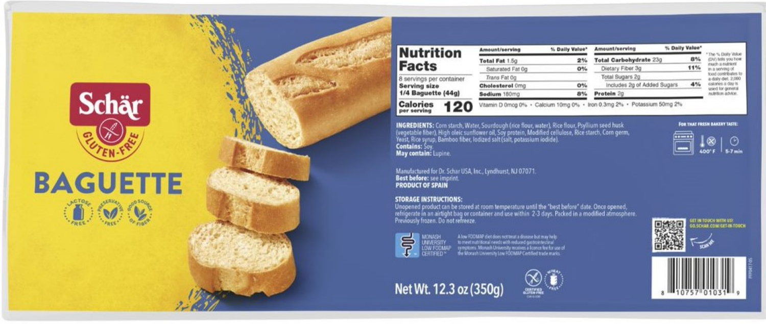 slide 1 of 1, Schär Bread Parbaked Baguette, 12.3 oz