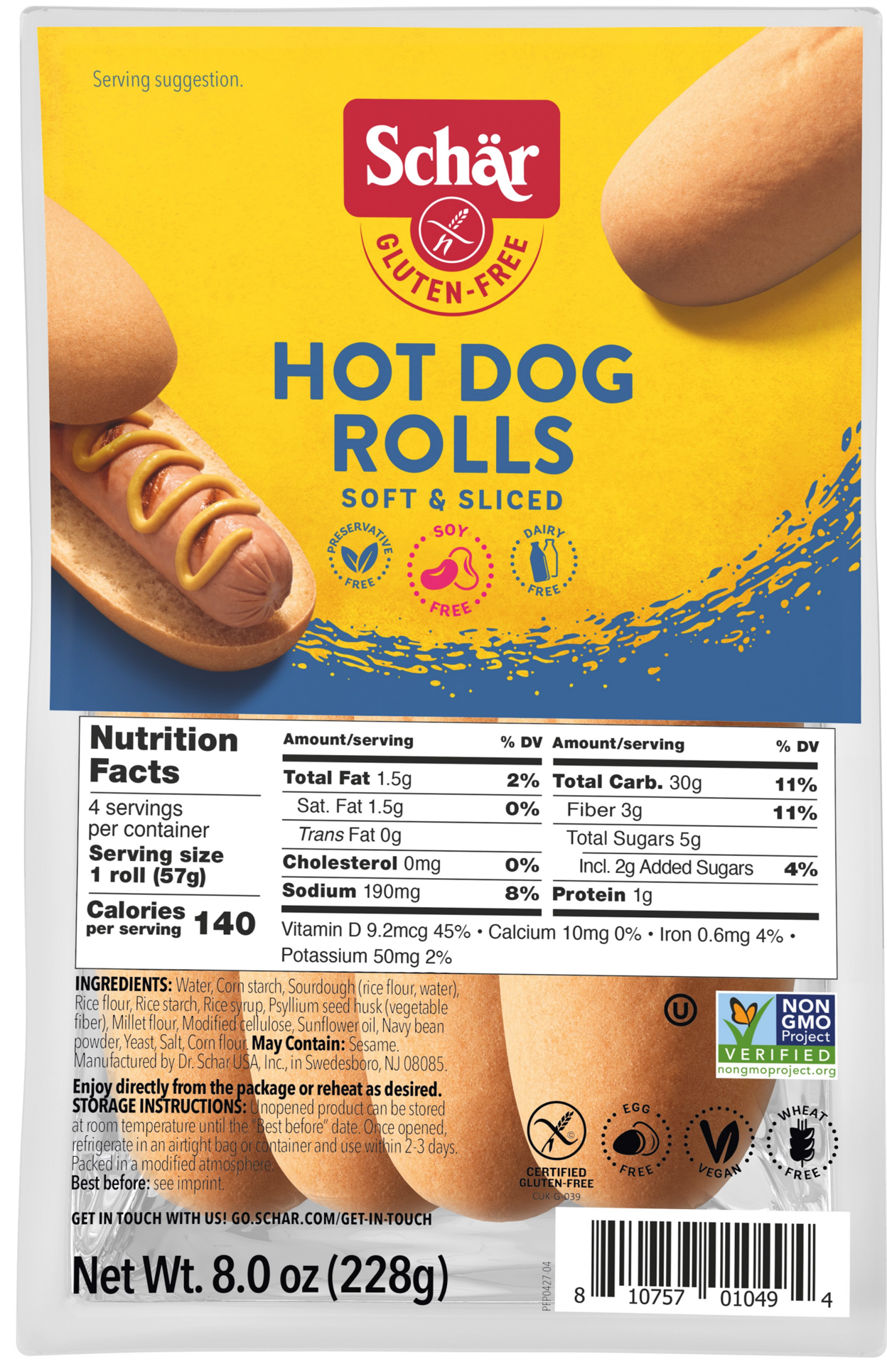 slide 1 of 5, Schär Gluten-Free Hot Dog Rolls 8.0 oz, 8 oz