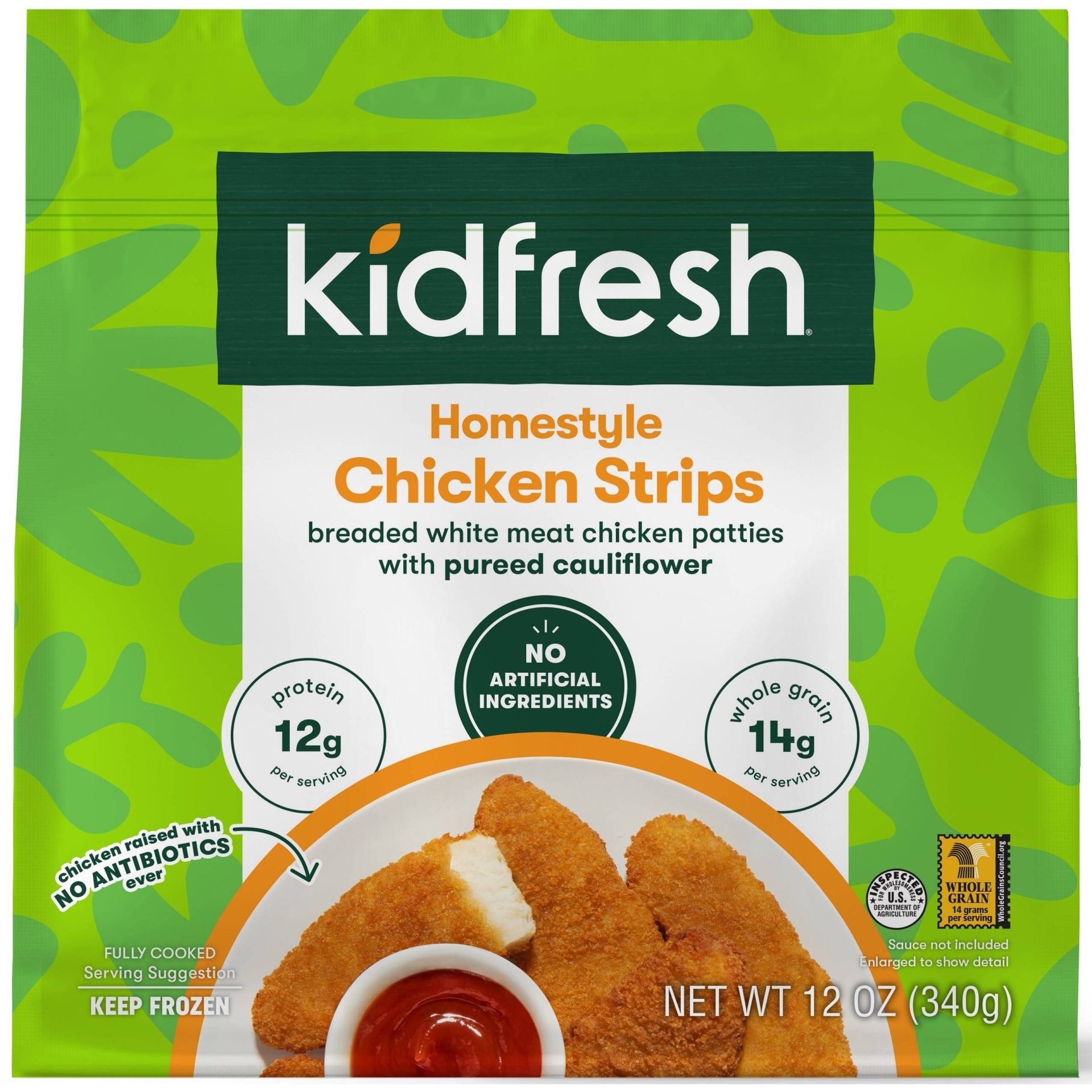 slide 1 of 3, Kidfresh Original Chicken Strips - Frozen, 12 oz