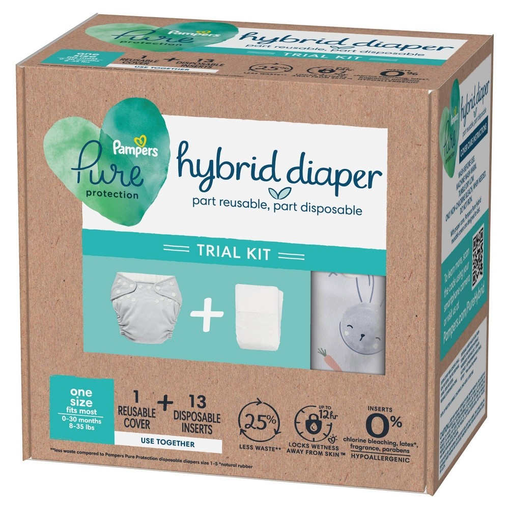 slide 5 of 11, Pampers Pure Hybrid Kits - Reusable Cloth Diaper Covers + Disposable Inserts - 13ct, 13 ct
