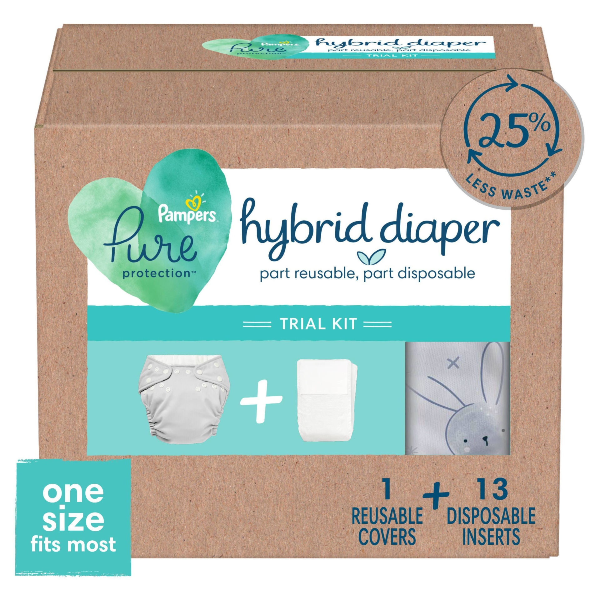 slide 1 of 11, Pampers Pure Hybrid Kits - Reusable Cloth Diaper Covers + Disposable Inserts - 13ct, 13 ct