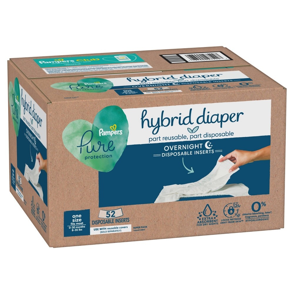 Pampers Pure Hybrid Nighttime Diaper Inserts - 52ct 52 ct | Shipt