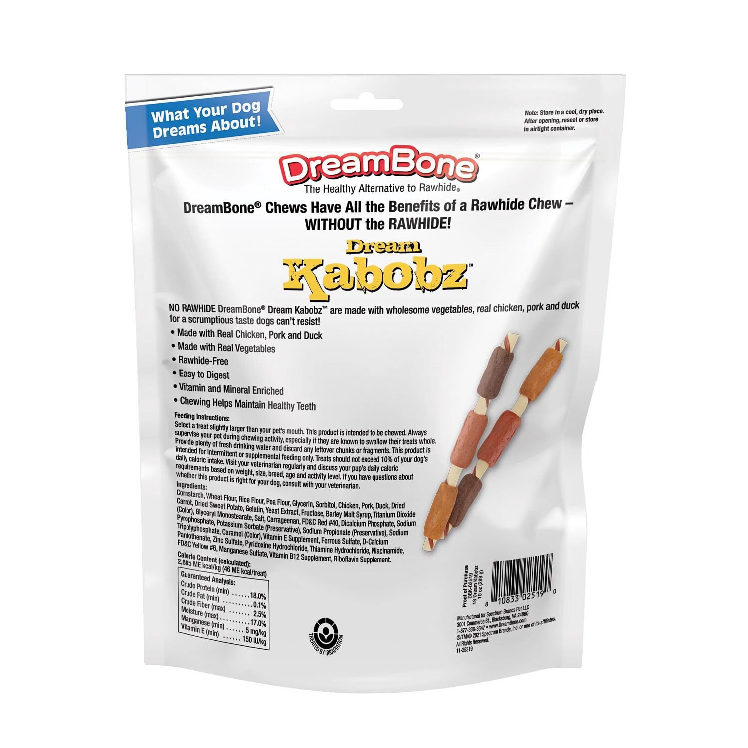 slide 2 of 2, DreamBone Dream Kabobz Dog Chews with Vegetable & Chicken 18 Each, 18 ct