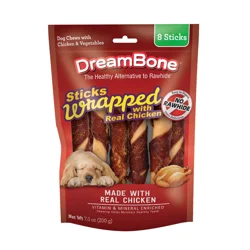 DreamBone Sticks Wrapped Dog Chews with Chicken & Vegetables 8 ea