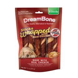 DreamBone Sticks Wrapped Dog Chews with Chicken & Vegetables 8 ea