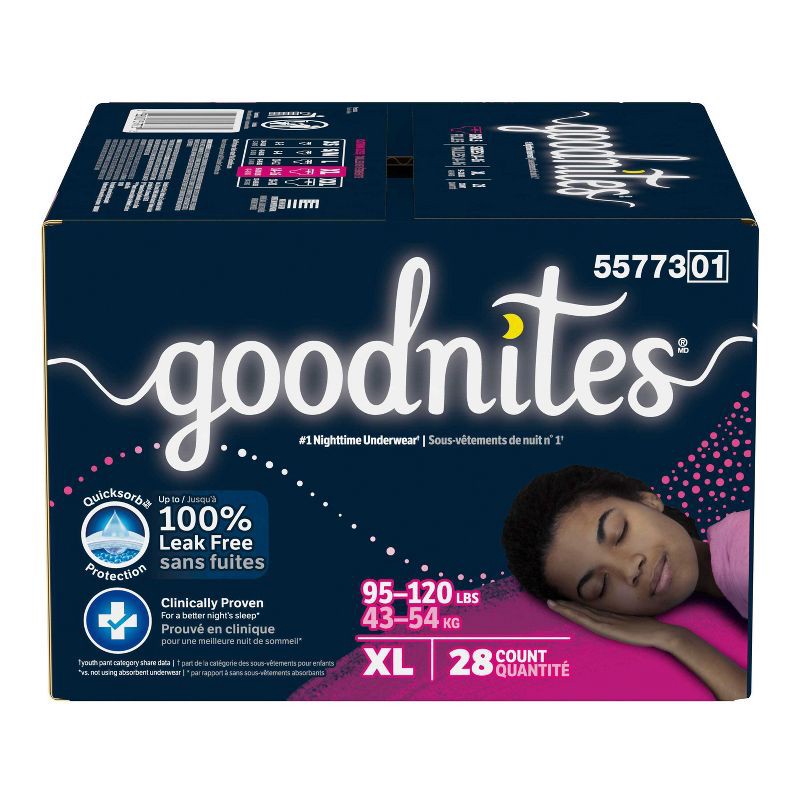 slide 2 of 14, Goodnites Girls Disposable Nighttime Underwear - Size XL - 28 ct, 28 ct