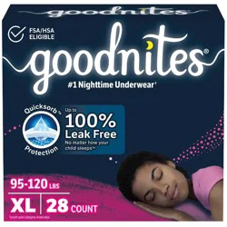 Goodnites Girls Disposable Nighttime Underwear - Size XL - 28 ct