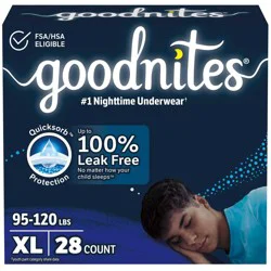 Goodnites Boys' Disposable Nighttime Underwear - Size XL - 28 ct