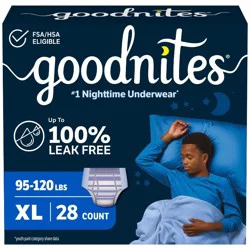 Goodnites Boys' Nighttime Bedwetting Disposable Underwear - Size XL - 28 ct: Hypoallergenic, Odor Control, Paraben-Free, Latex-Free