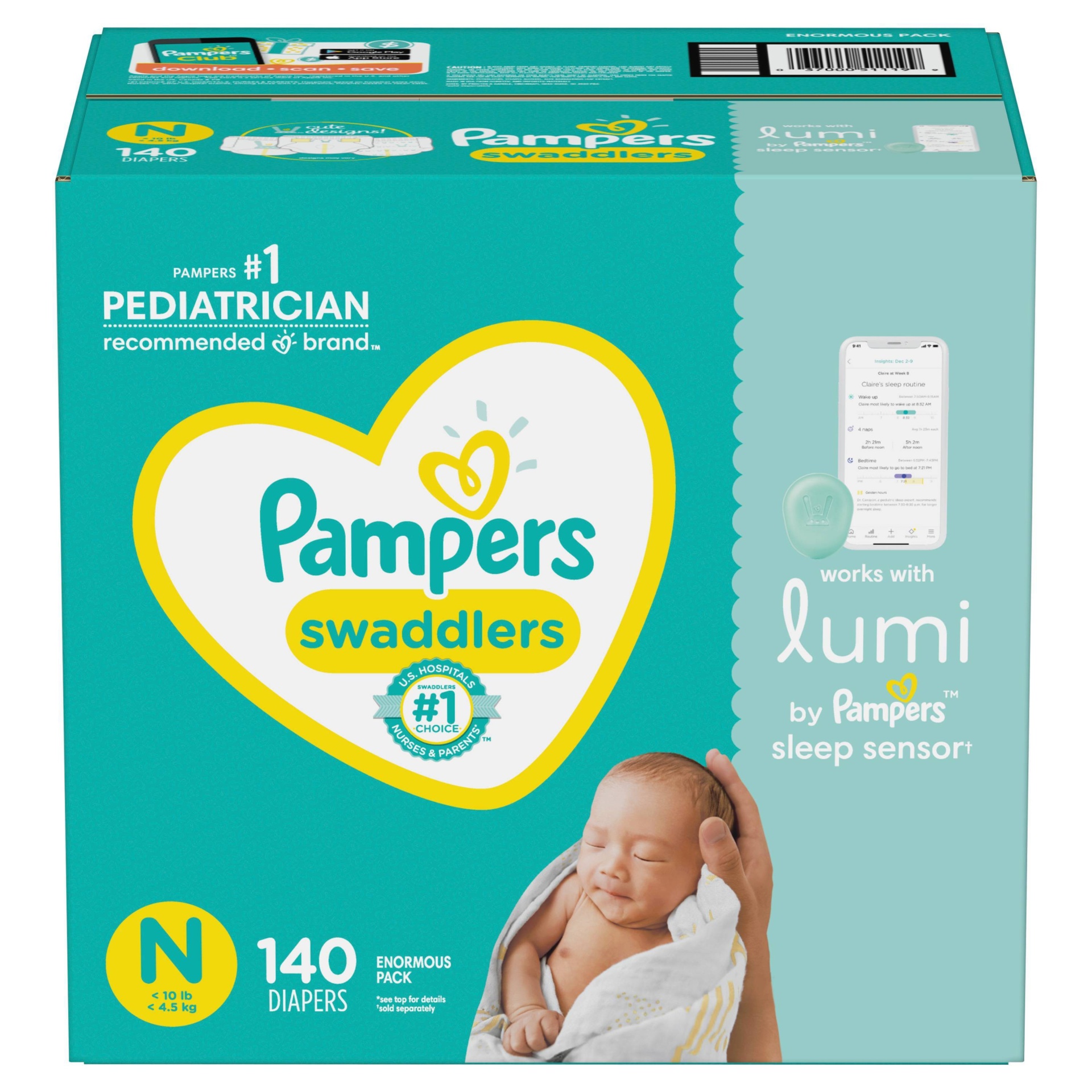 Pampers Lumi Swaddlers Enormous Pack Diapers - Size Newborn 140 ct | Shipt