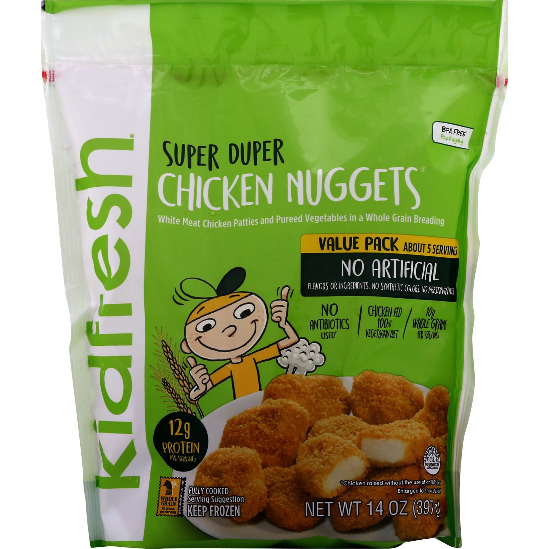 slide 1 of 5, Kidfresh Super Duper Frozen Chicken Nuggets, 14 oz