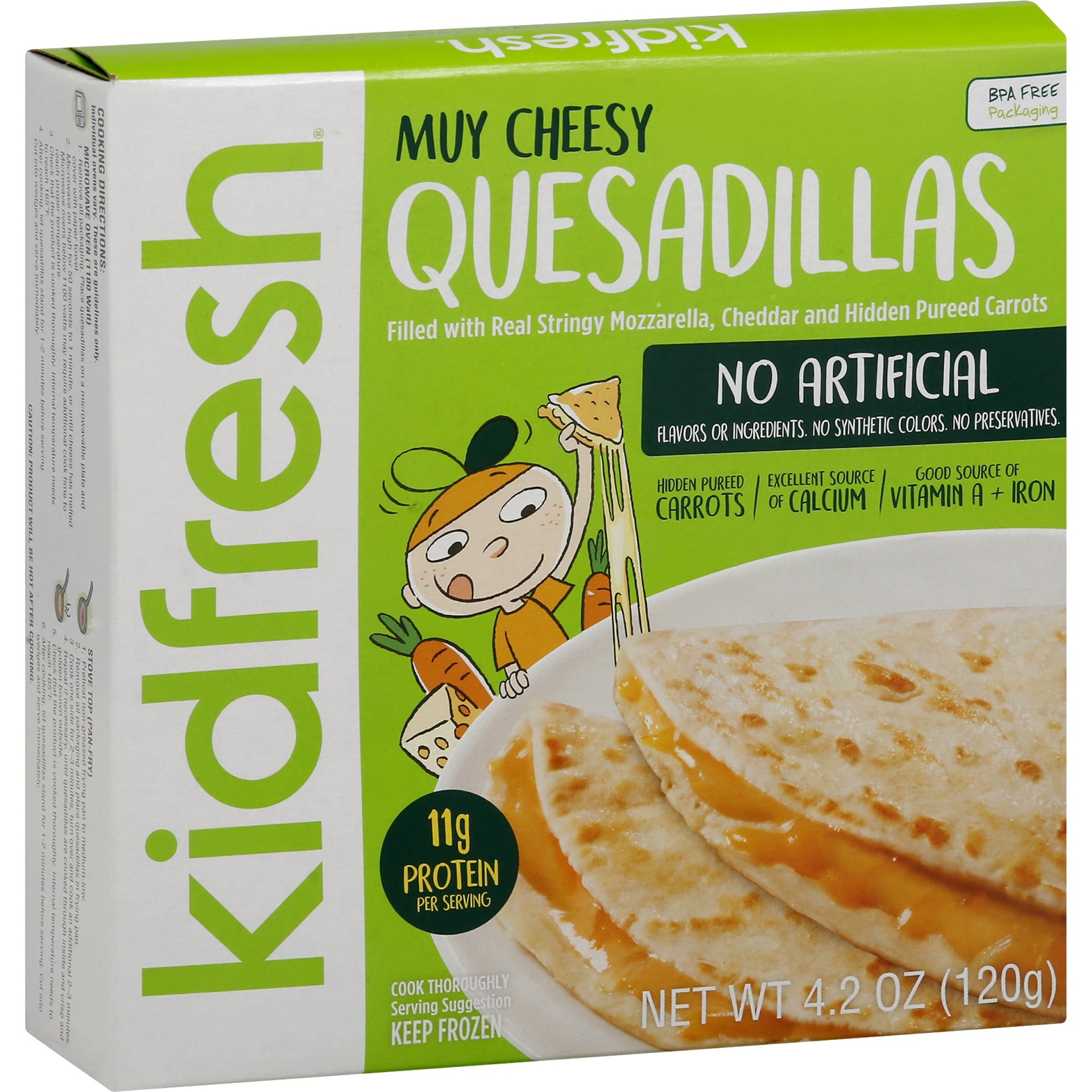 slide 1 of 4, Kidfresh Frozen Cheese Quesadillas, 4.2 oz