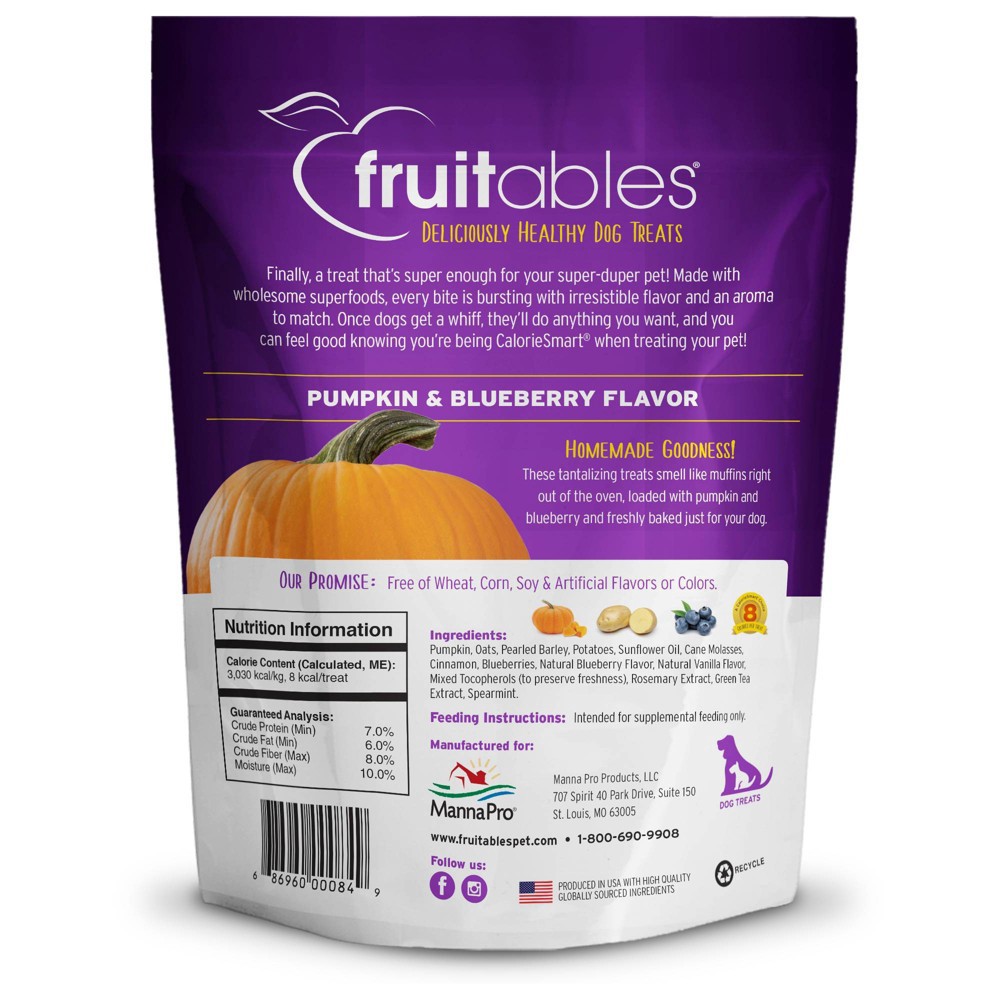 slide 2 of 3, Fruitables Baked Pumpkin & Blueberry Flavor Healthy Low Calorie Dog Treats - 12oz, 12 oz