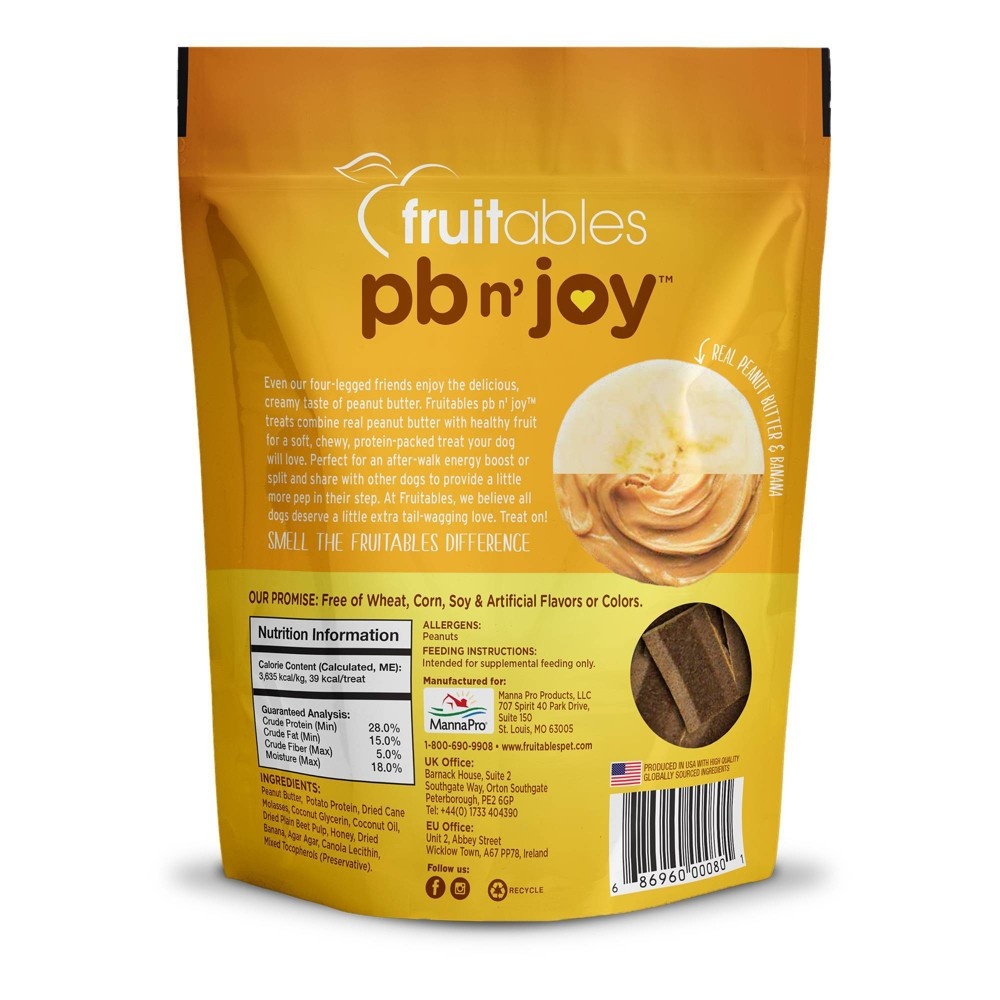 slide 3 of 3, Fruitables pbn'joy Peanut Butter & Banana Natural Protein Packed Dog Treats, 6 oz
