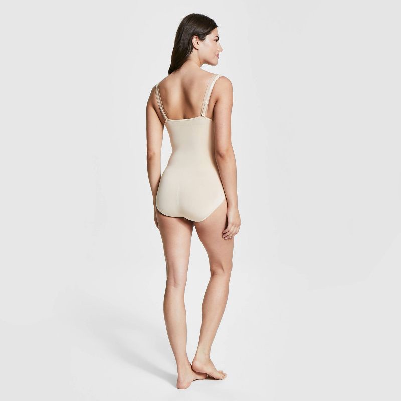 slide 3 of 3, ASSETS by SPANX Women's Remarkable Results Open-Bust Brief Bodysuit - Beige L: Maximum Control, Ultra Firm Compression, 1 ct