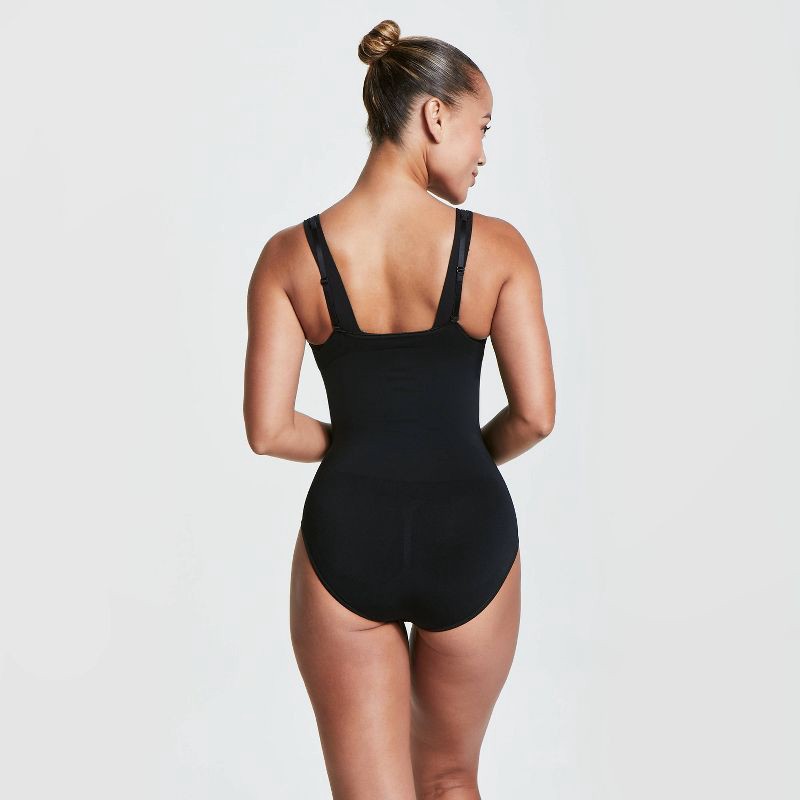 slide 3 of 3, ASSETS by SPANX Women's Remarkable Results Open-Bust Brief Bodysuit - Black M: Ultra Firm Compression Shapewear, 1 ct
