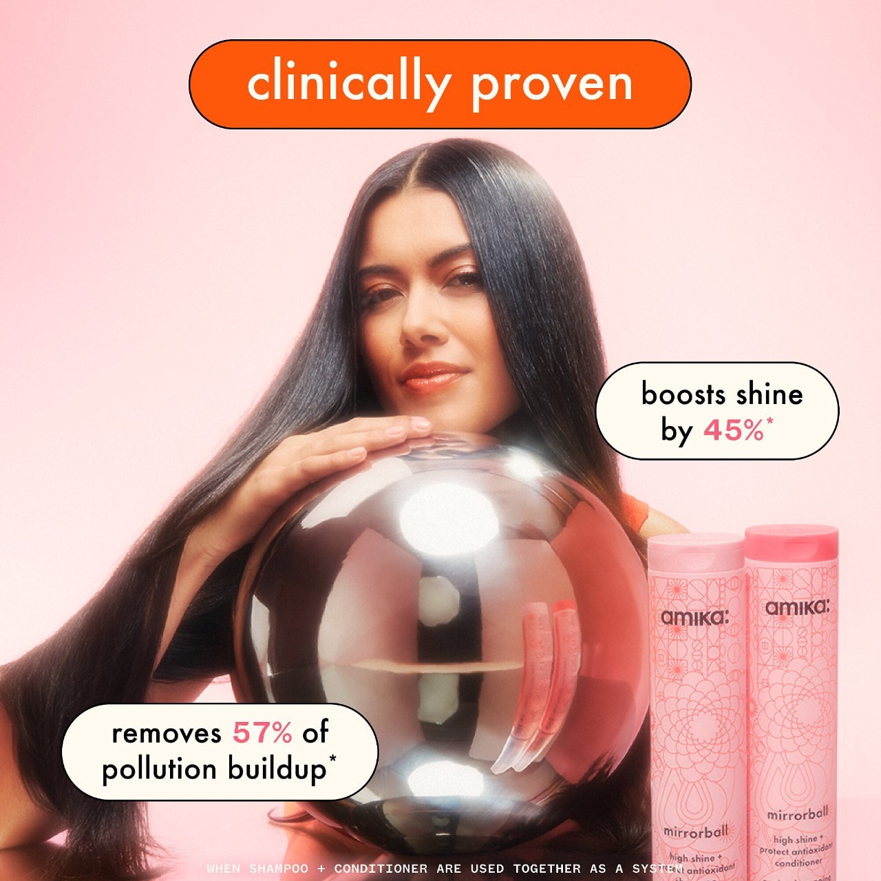 slide 3 of 14, amika Mirrorball High Shine + Protect Antioxidant Shampoo 9.2 oz / 275 ml,
