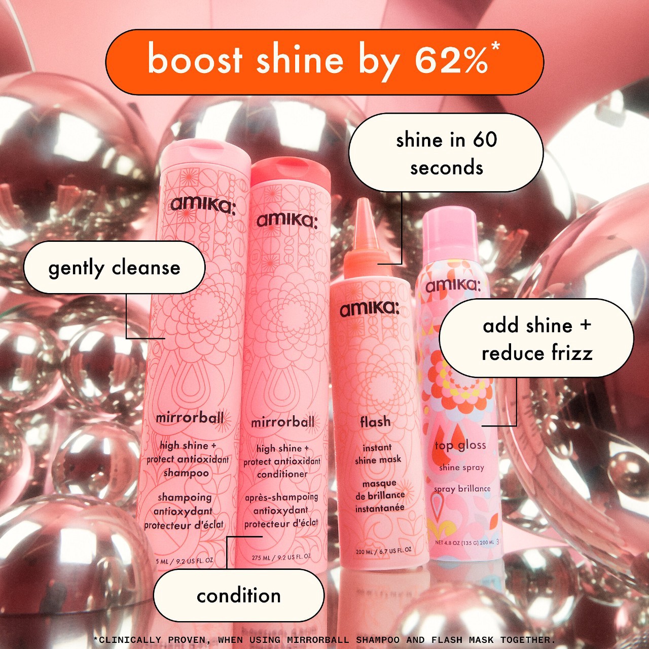 slide 7 of 14, amika Mirrorball High Shine + Protect Antioxidant Conditioner 9.2 oz / 275 ml,