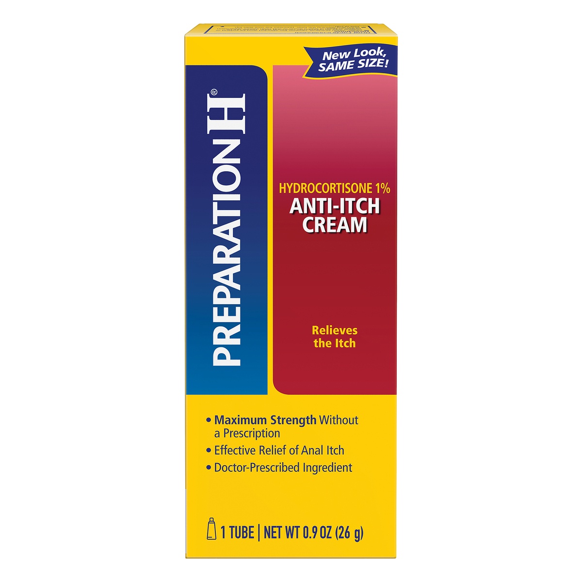 slide 1 of 6, Preparation H Anti-Itch Hemorrhoid Treatment Cream With Hydrocortisone 1%, Maximum Strength Relief, 0.9 oz