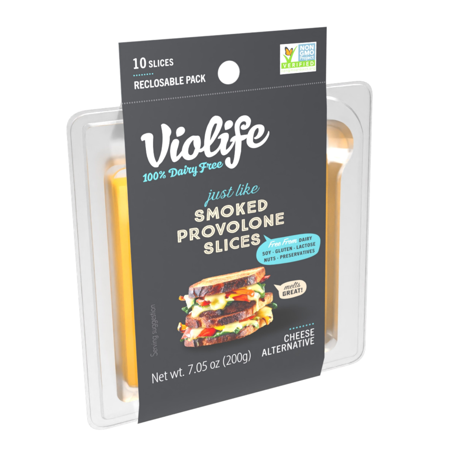 slide 6 of 7, Violife Just Like Smoked Provolone Slices, Dairy-Free Vegan 7.05 oz Pack, 7.05 oz