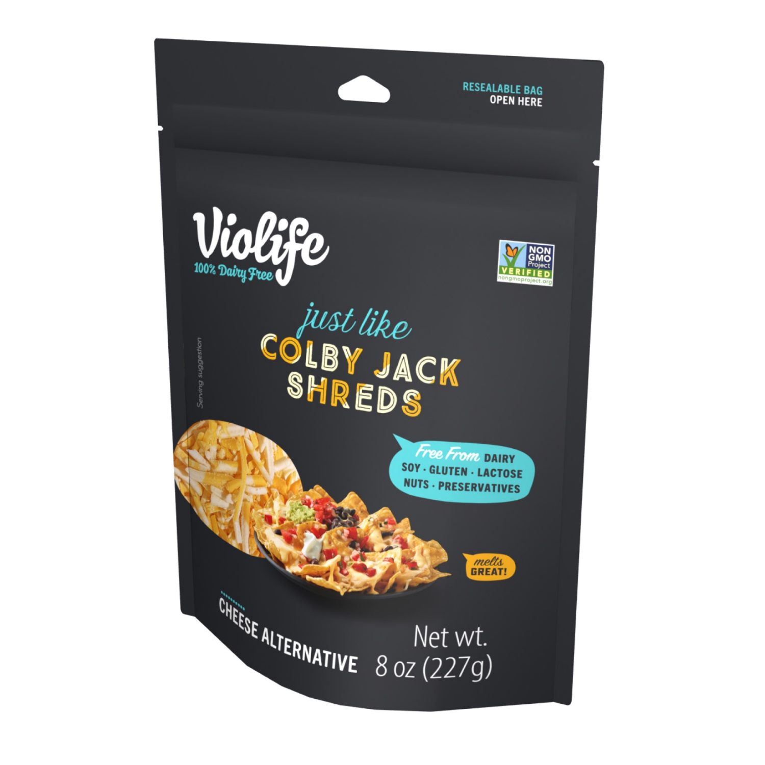 slide 6 of 7, Violife Just Like Colby Jack Shreds, Dairy-Free Vegan 8 oz Bag, 8 oz