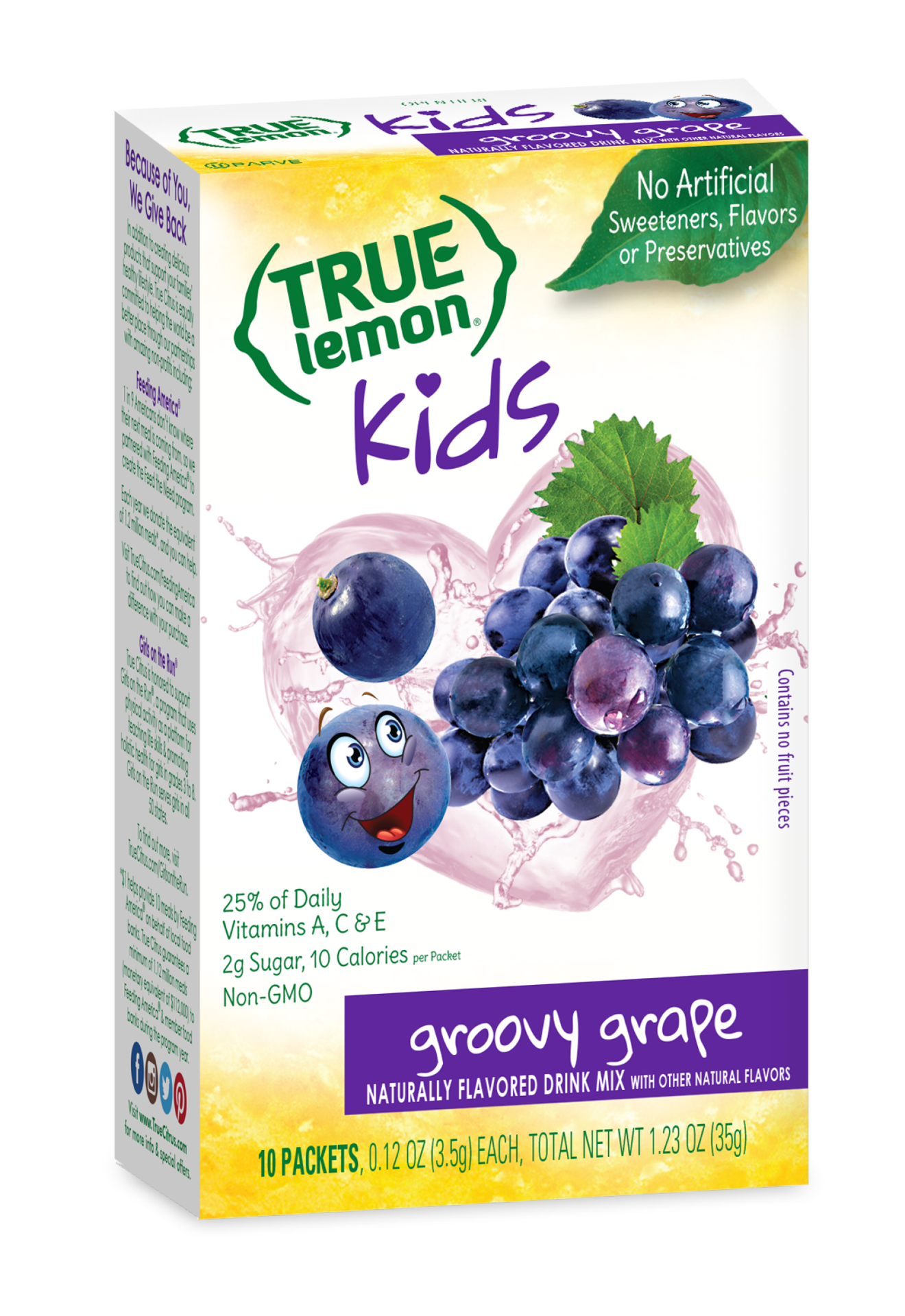 slide 3 of 3, True Lemon Kids Groovy Grape Drink Mix 10 - 0.12 oz Packets, 10 ct