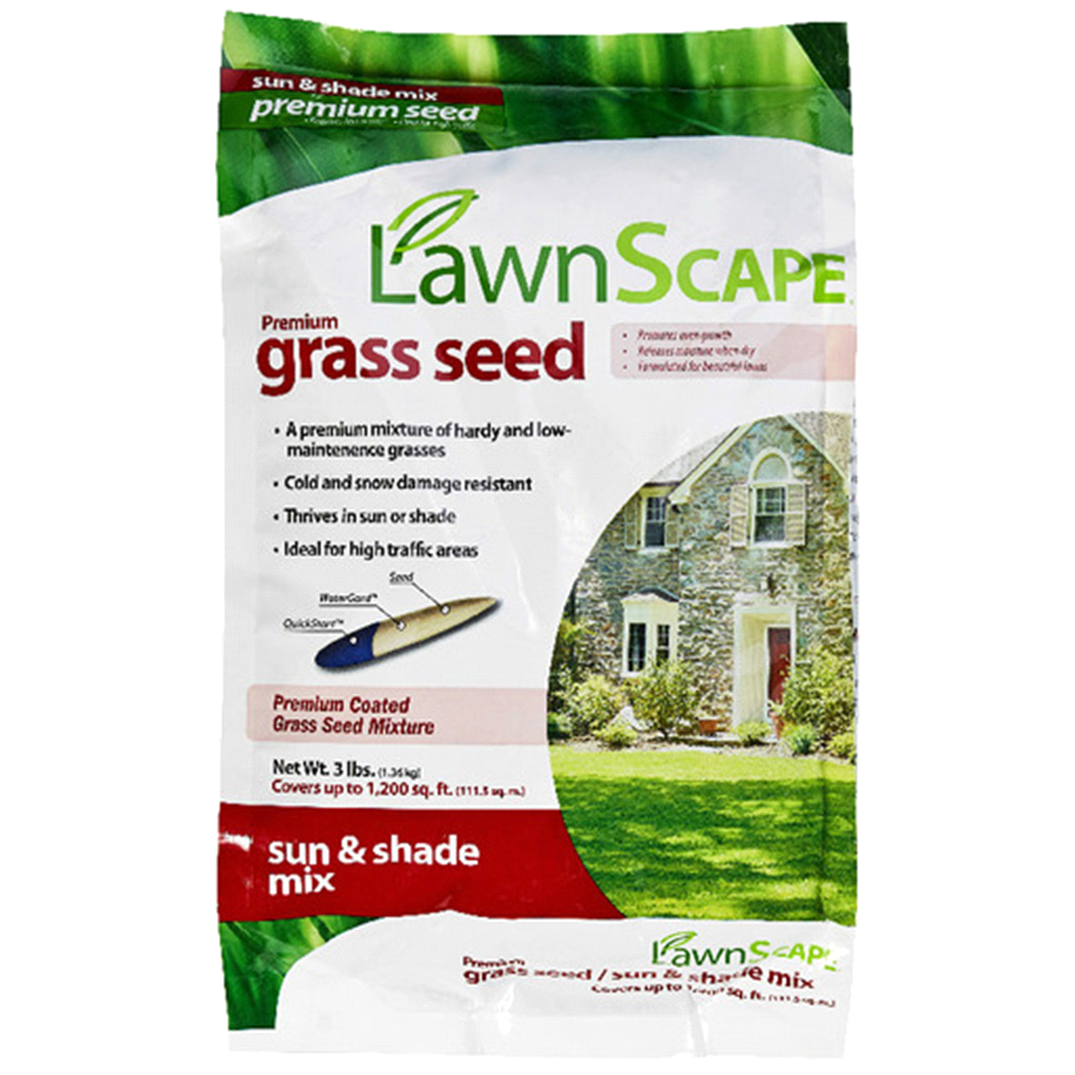 slide 1 of 1, LawnScape Premium Grass Seed Sun & Shade, 3 lb