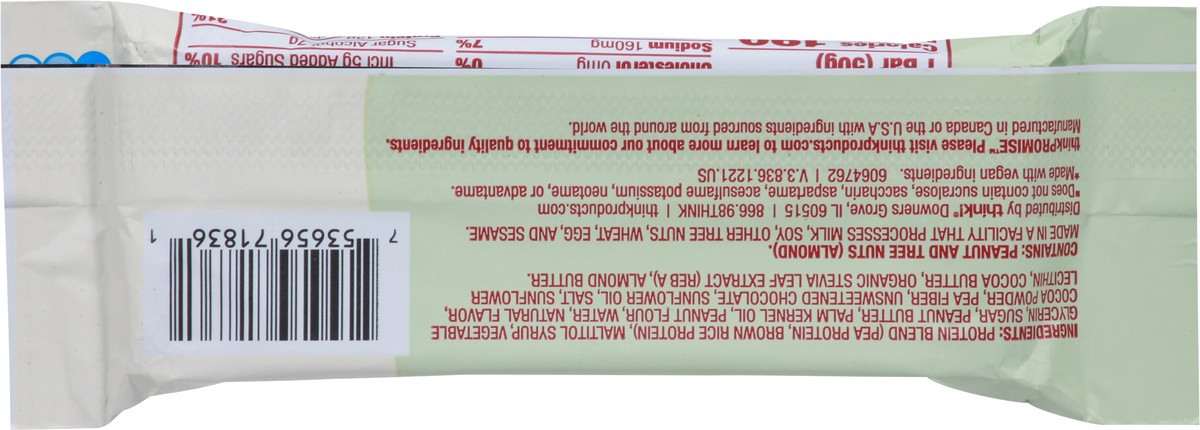 slide 5 of 9, thinkThin think! Plant-Based High Protein Bar - Peanut Butter Chocolate Chip, 1.76 oz