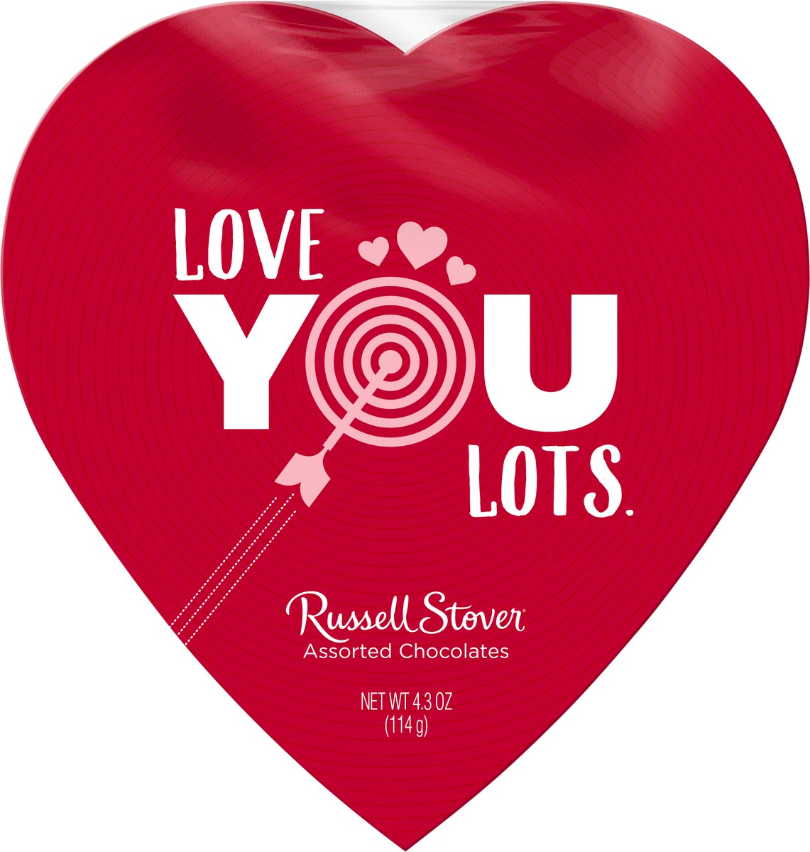 slide 7 of 9, Russell Stover Valentine's Day Love You Lots Heart Assorted Milk & Dark Chocolate Gift Box, 4.03 oz. (˜ 7 pieces), 7 ct