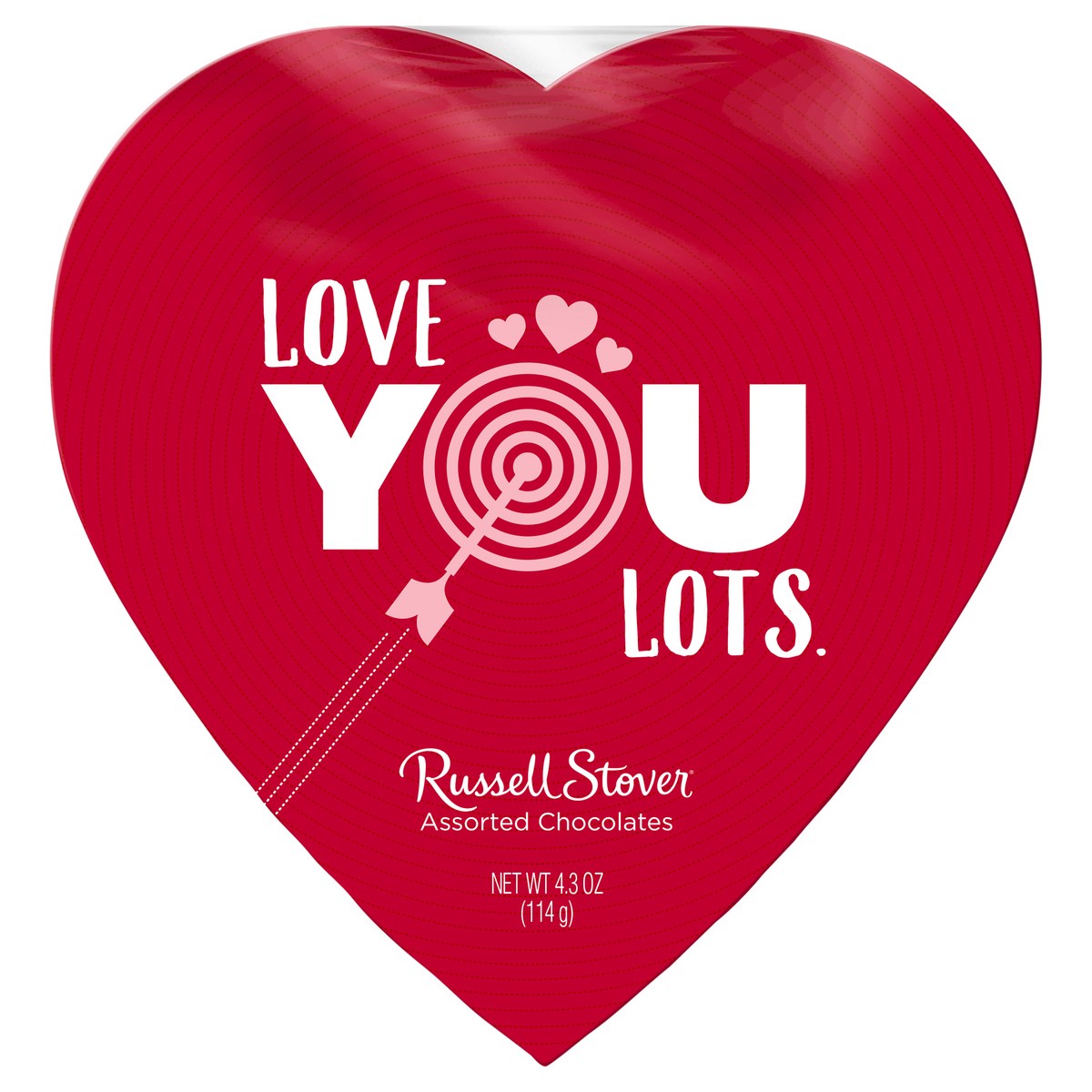 slide 8 of 9, Russell Stover Valentine's Day Love You Lots Heart Assorted Milk & Dark Chocolate Gift Box, 4.03 oz. (˜ 7 pieces), 7 ct