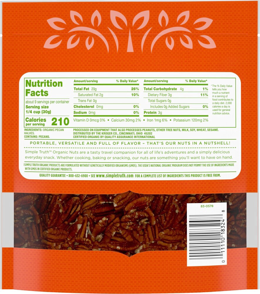 slide 3 of 6, Simple Truth Organic Pecan Halves, 10 oz