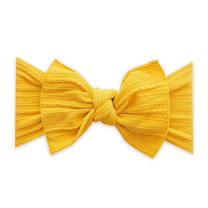 slide 1 of 3, Baby Bling Cable Knit Knot Headband - Mustard, 1 ct