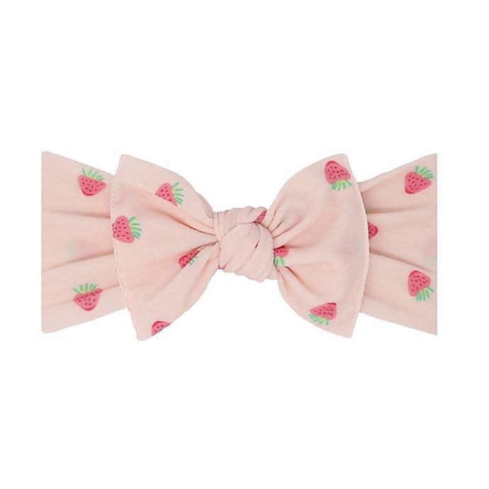 slide 1 of 1, Baby Bling Strawberry Printed Knot Headband - Pink, 1 ct