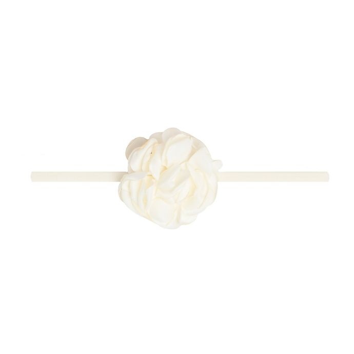 slide 1 of 2, Baby Bling Mini Ruffle Flower Skinny Headband - Ivory, 1 ct