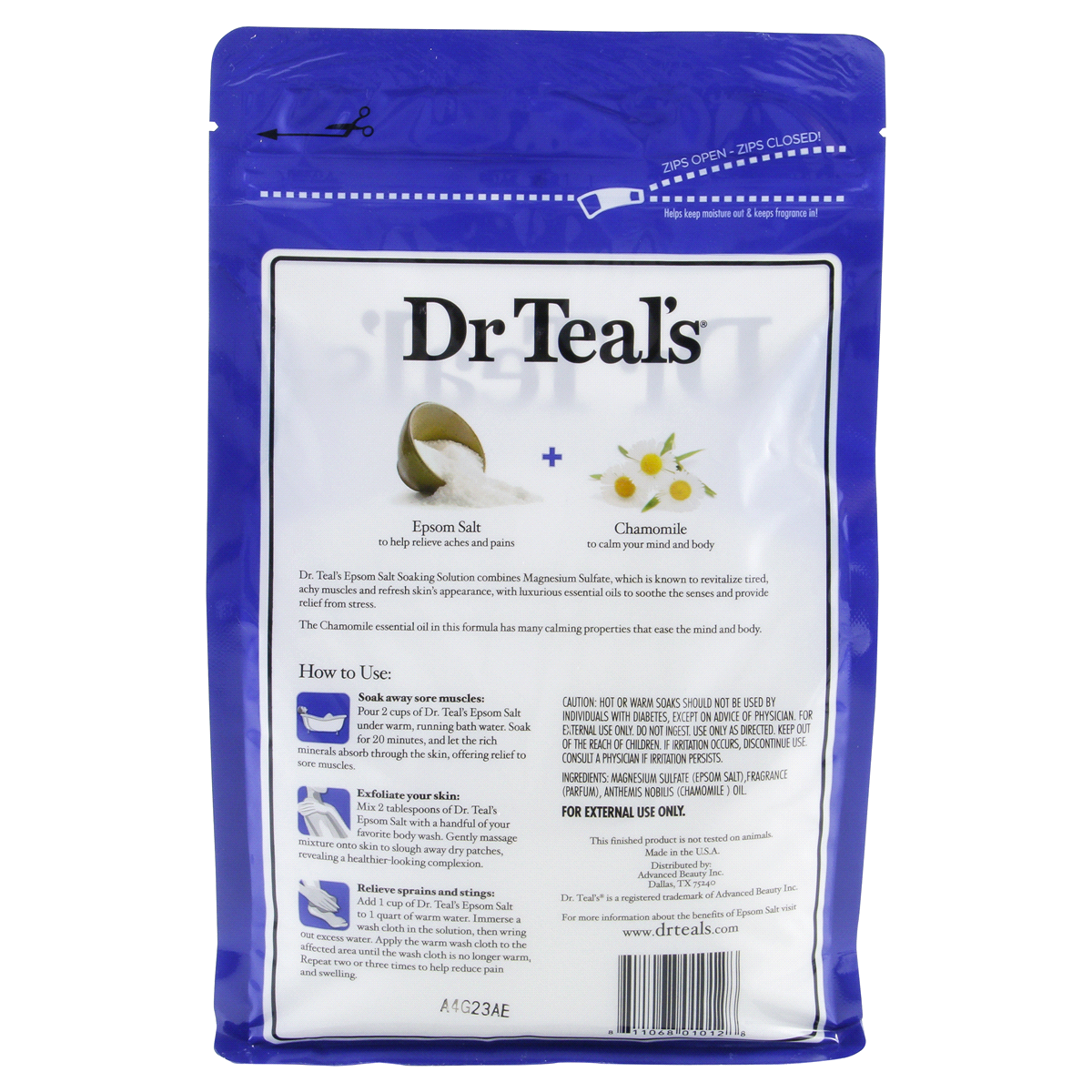 slide 2 of 2, Dr. Teal's Comfort & Calm with Chamomile Epsom Salt Soaking Solution, 3 lb