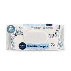 Millie Moon Sensitive Wipes - 72ct: Whole Body & Diaper Area, Latex-Free, Viscose