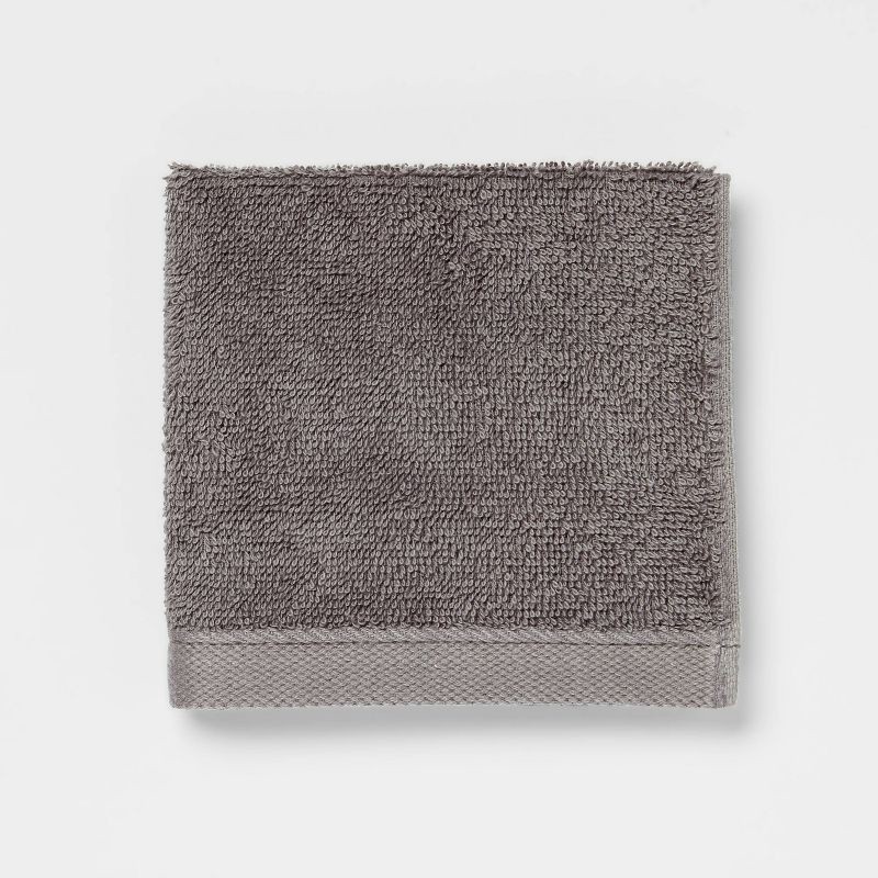 slide 3 of 4, 8pk Antimicrobial Washcloth Set Gray - Room Essentials™: Midweight Cotton Terry, Machine Washable, 8 ct