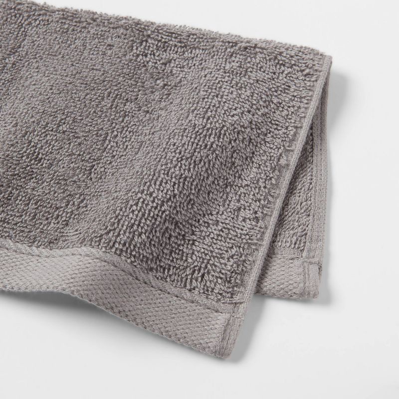 slide 4 of 4, 8pk Antimicrobial Washcloth Set Gray - Room Essentials™: Midweight Cotton Terry, Machine Washable, 8 ct