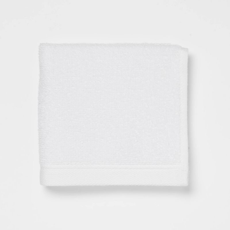 slide 3 of 4, 8pk Antimicrobial Washcloth Set White - Room Essentials™: Midweight Cotton Terry, Machine Washable, 8 ct