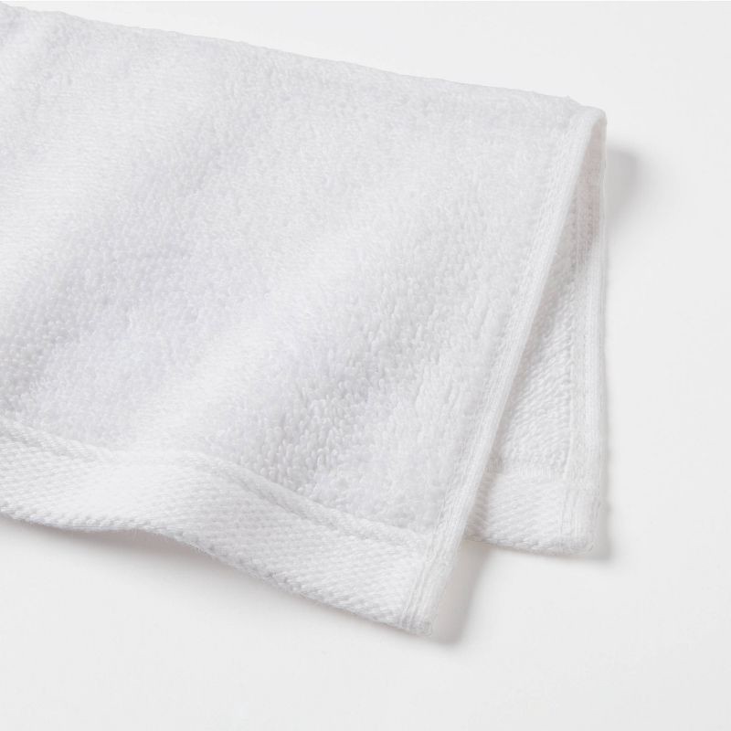 slide 4 of 4, 8pk Antimicrobial Washcloth Set White - Room Essentials™: Midweight Cotton Terry, Machine Washable, 8 ct