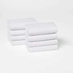 8pk Antimicrobial Washcloth Set White - Room Essentials™: Midweight Cotton Terry, Machine Washable