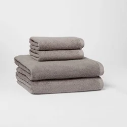 4pk Antimicrobial Assorted Bath and Hand Towel Set Gray - Room Essentials™: Cotton Terry, Midweight GSM, Machine Washable