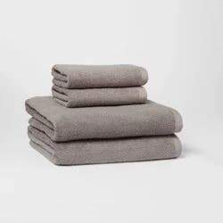 4pk Antimicrobial Assorted Bath and Hand Towel Set Gray - Room Essentials™: Cotton Terry, Midweight GSM, Machine Washable