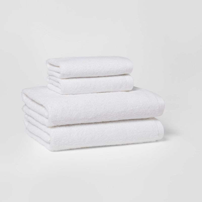 slide 1 of 6, 4pk Antimicrobial Assorted Bath and Hand Towel Set White - Room Essentials™: Midweight Cotton, Machine Washable, 4 ct