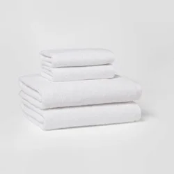 4pk Antimicrobial Assorted Bath and Hand Towel Set White - Room Essentials™: Midweight Cotton, Machine Washable